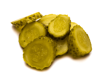 A picture of a bunch of pickle slices