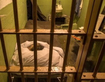 A picture of a prison cell inside of Alcatraz