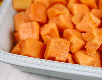 A picture of a chopped up sweet potato
