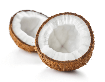 A picture of a cut coconut