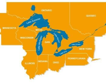 A map of the Great Lakes