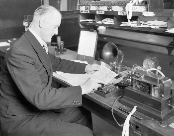 A picture of a refurbished morse code telegraph machine
