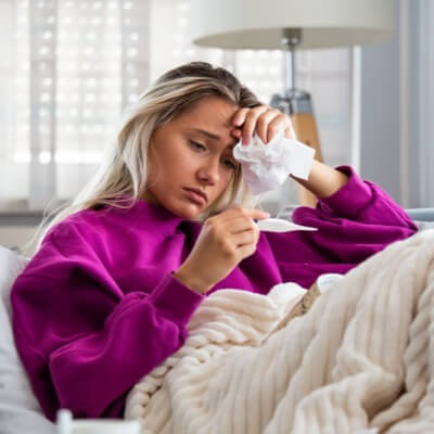 A Picture of Someone Sick With the Flu