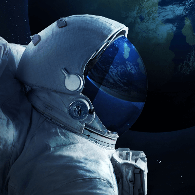 A picture of an astronaut in front of Earth