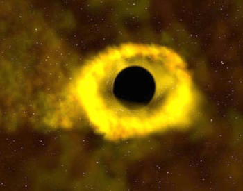 A photo of a black hole that is eating a large star
