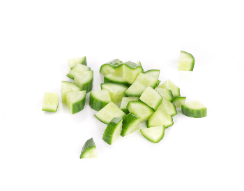 A picture of diced cucumbers