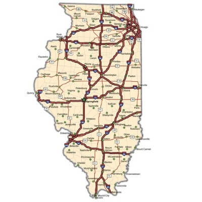 A Map of the U.S. state Illinois