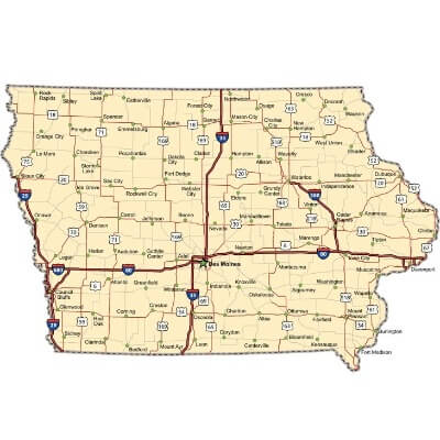 A Map of the U.S. state Iowa