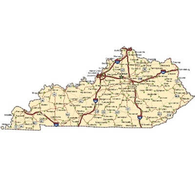 A Map of the U.S. state Kentucky