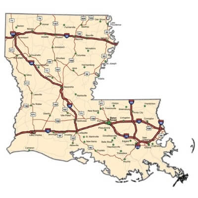 A Map of the U.S. state Louisiana