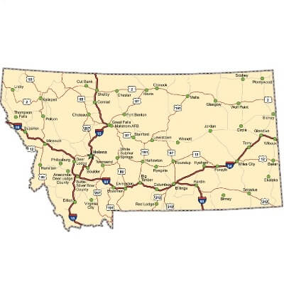 A Map of the U.S. state Montana