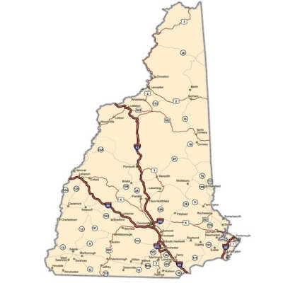 A Map of the U.S. state New Hampshire