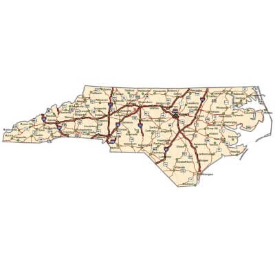 A Map of the U.S. state North Carolina