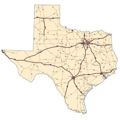 A Map of the U.S. state Texas
