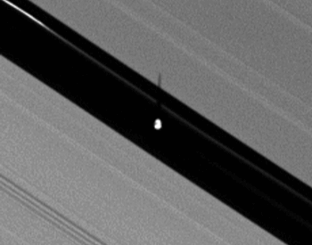A photo of the the moon Pan in the Encke Gap