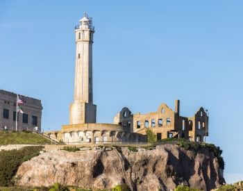 A picture of the lighthouse on Alcatraz Island