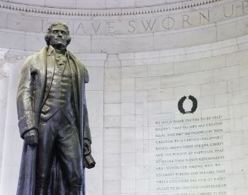 A picture of the Thomas Jefferson memorial in Washington, D.C.