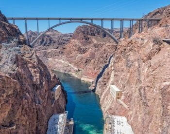 A picture of the view from the top of the Hoover Dam