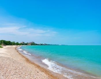 A picture of a beach along Lake Michigan