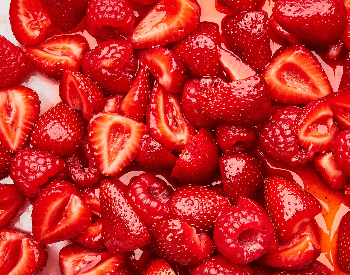A picture of cut up strawberries