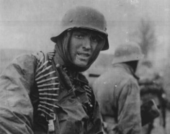 A picture of a German solider at the Ardennes Offensive in 1944