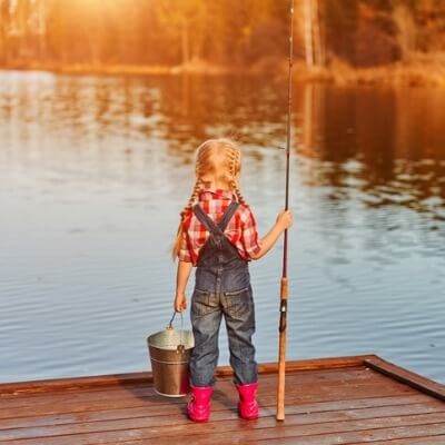 A little girl fishing