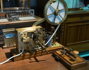 A picture of a refurbished morse code telegraph machine