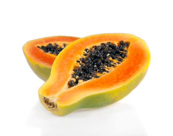 A picture of a papaya cut in half