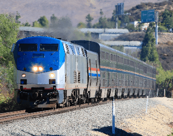 A picture of a Amtrak passanger train