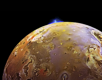 A photo of a volcanic eruption on Io.