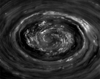A stunning photo of the vortex at Saturn's North Pole by Cassini.