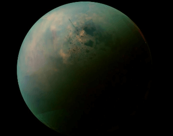 A photo of titan taken by the NASA spacecraft Cassini.