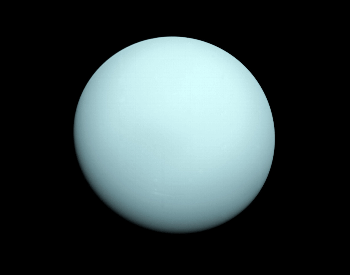 A photo of Uranus taken by the Voyager 2 spacecraft on 1-14-1986.