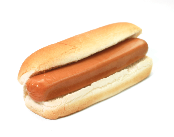 A picture of a plain hot dog
