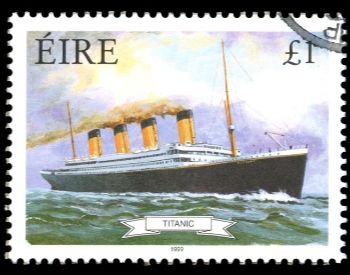 A picture of a stamp commemorating the RMS Titanic