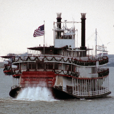 A steamboat on the river