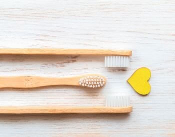 A picture of a toothbrush made from bamboo