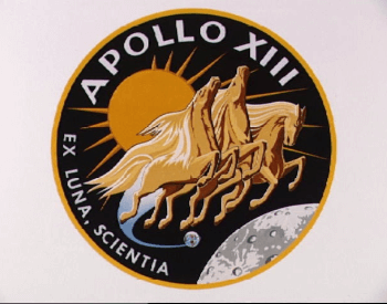 A picture of the Apollo 13 mission patch given to the crew