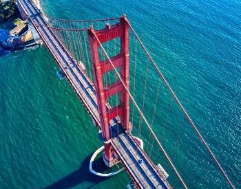 A picture of the Golden Gate Bridge taken by a drone