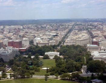 A picture of the White House taken by a drone