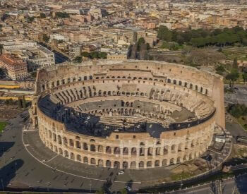 A picture of the Roman Colosseum from the sky