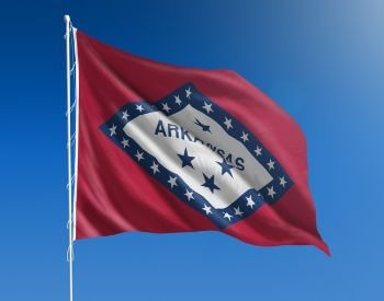 A picture of the U.S. state flag of Arkansas