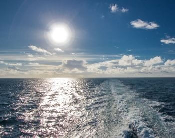 A picture of the Atlantic Ocean and the Earth's horizon