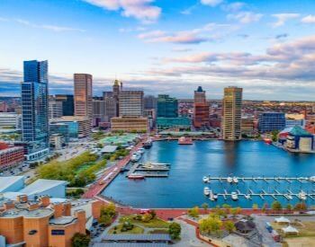 A picture of Baltimore, the most populated city in Maryland, USA