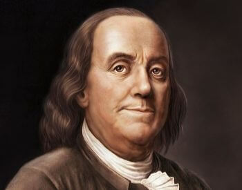 An illustrated colored picture of Benjamin Franklin