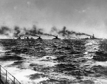 A picture of the British Grand Fleet on the way to meet the Imperial German Navy