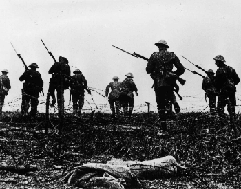 A picture of British troops at the Battle of the Somme