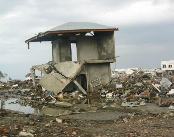 A picture of the damaged caused by a tsunami