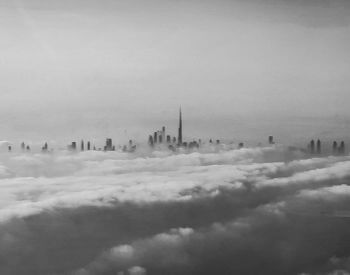 A picture of Burj Khalifa on a foggy day