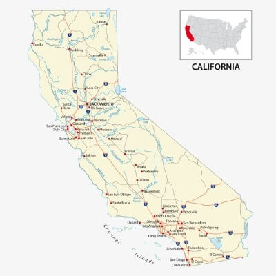 A Map of the U.S. state California